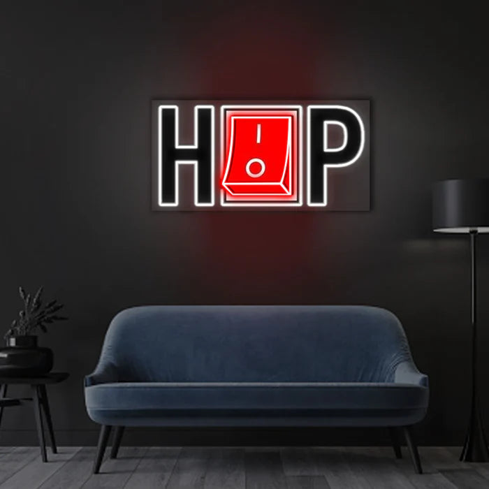 HIPHOP UV Art LED Neon Sign in black and red colour by manhattanneons.com