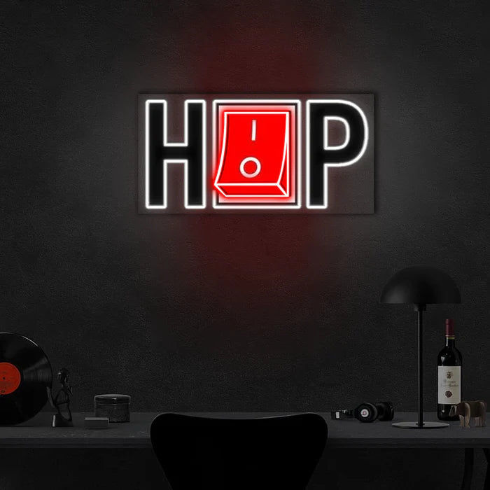 HIPHOP UV Art LED Neon Sign in black and red colour by manhattanneons.com