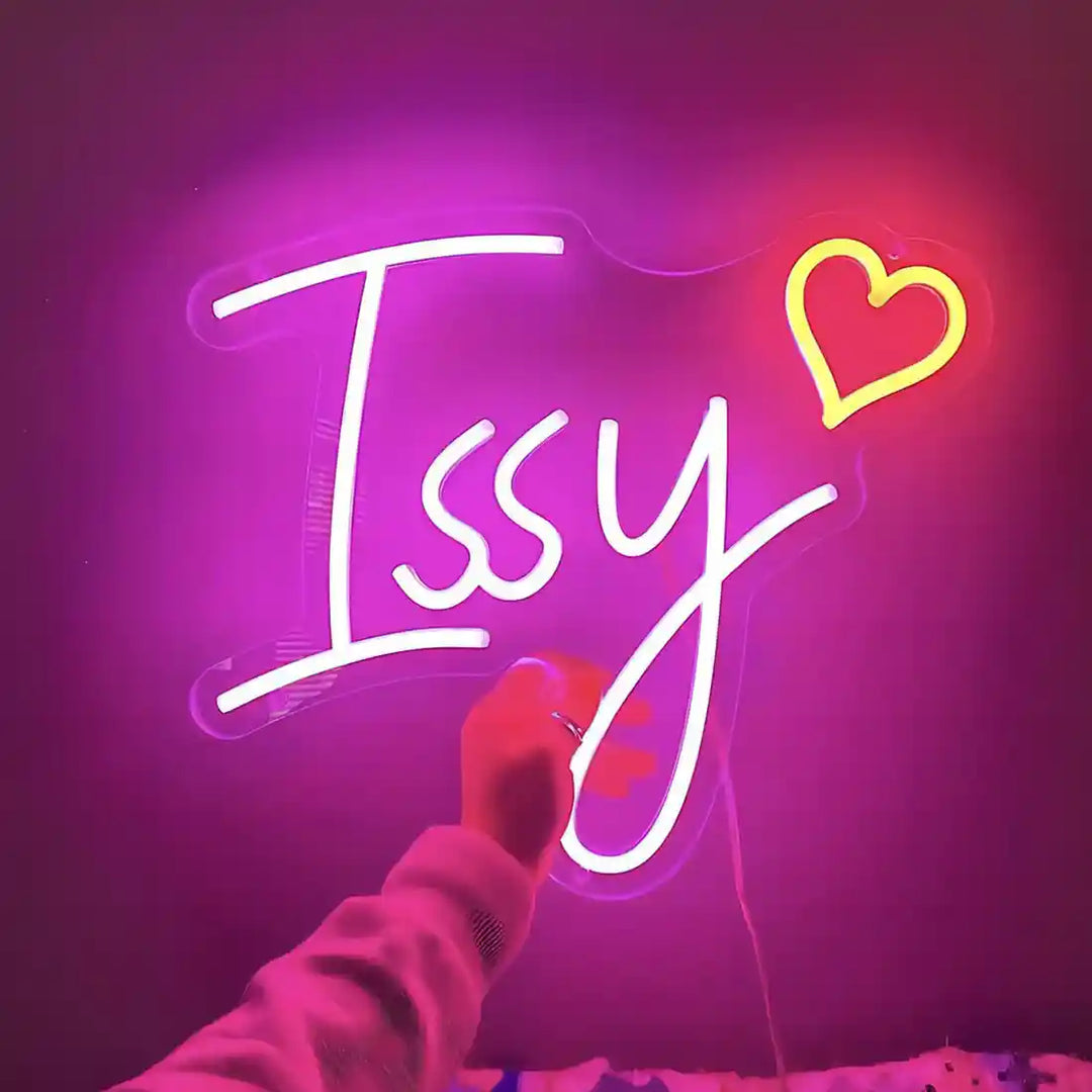 Mesmerizing Issy Name Neon Sign, casting a spell of personalized glow - from manhattonneons.com.