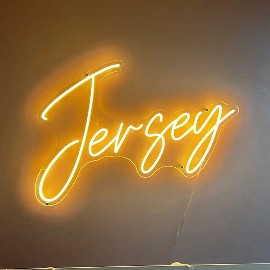 Dynamic Jersey Name Neon Sign, showcasing your team spirit in luminous style - from manhattonneons.com.