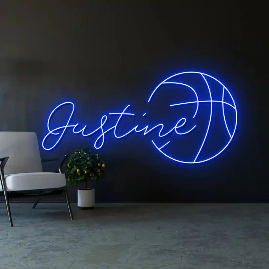 Justine Name Neon Sign, adding a personalized glow to your space - from manhattonneons.com.