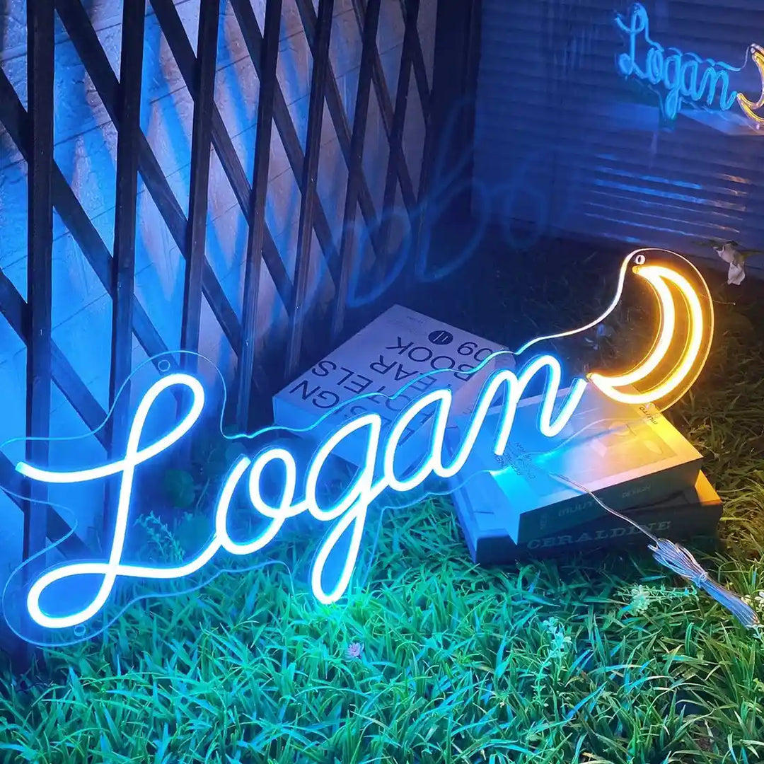 Dynamic Logan Name Neon Sign, adding a bold and personalized statement to your space - from manhattonneons.com.