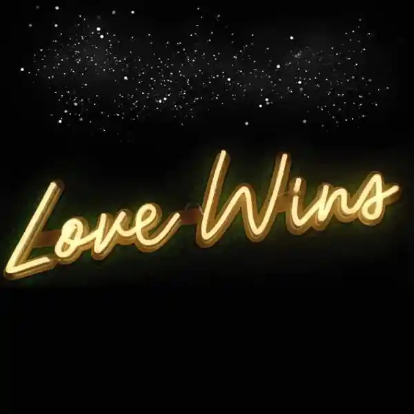 Love Wins Wedding Neon Sign shining brightly in the dark, spreading love and joy to all who see it. - from manhattonneons.com