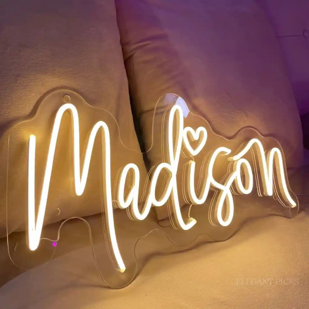 Madison Name Neon Sign, adding a pop of personality to your space - from manhattonneons.com.