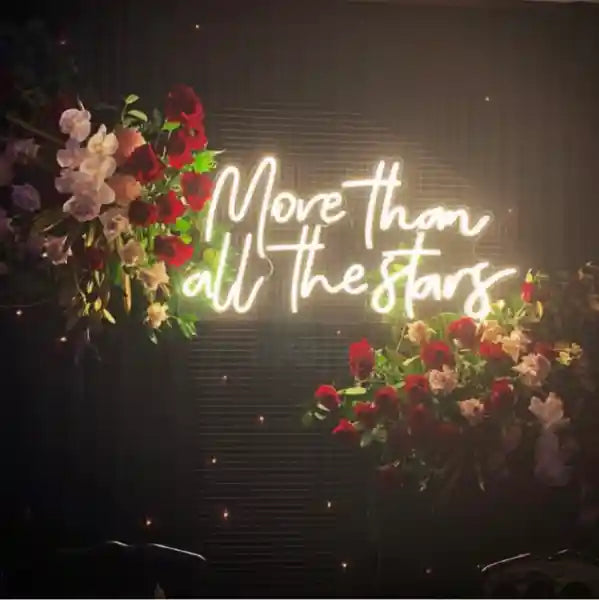 More Than All the Stars Wedding Neon Sign gleaming with promise and enchantment - from manhattonneons.com 