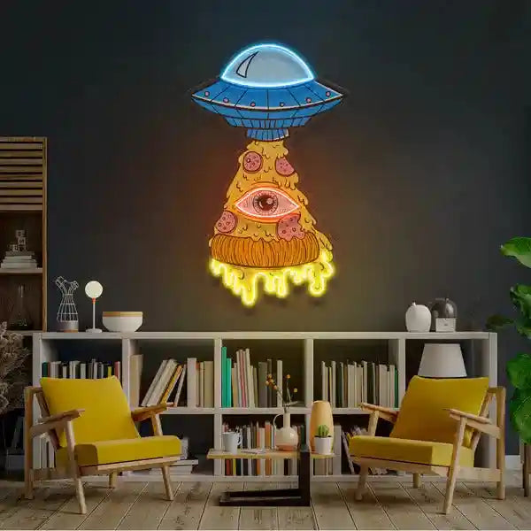 Pizza UFO Halloween LED Neon Sign by manhattanneons.com - Transform your space with Halloween LED Neon Sign