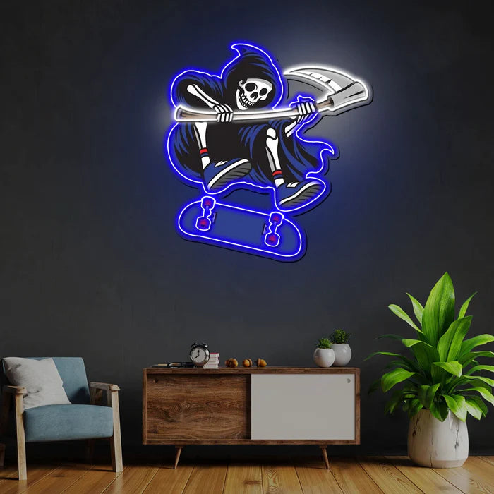 Reapers UV Art LED Neon Sign in black and purple colour by manhattanneons.com