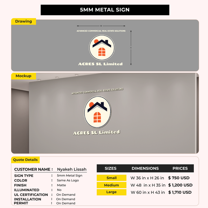 Business signage for Nyakeh Lissah