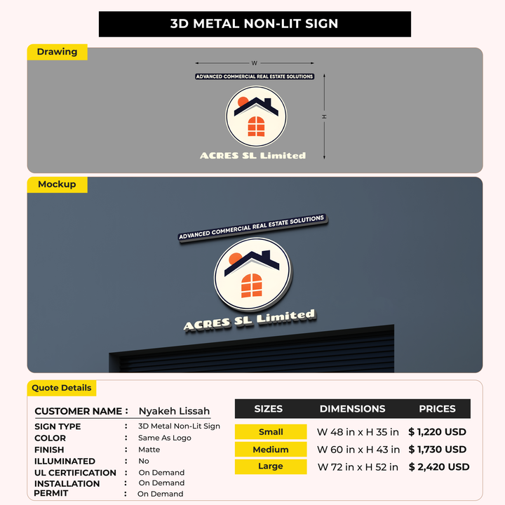 Business signage for Nyakeh Lissah