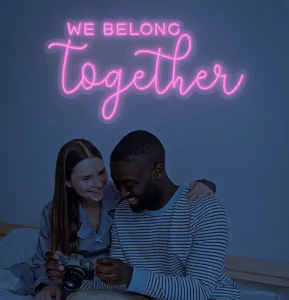 We Belong Together Wedding Neon Sign - A dazzling display of love and commitment captured in glowing neon lights from manhattonneons.com