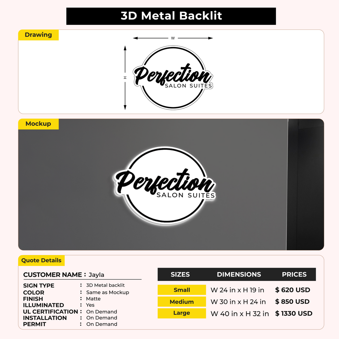 3D Metal Backlit For Jayla